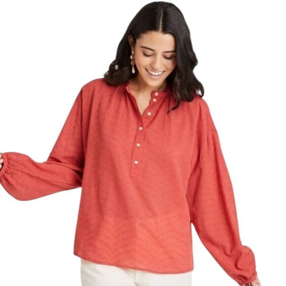 Universal Thread Tops - Universal‎ Thread Oversized Long Sleeve Dusty Pink Blouse Size Medium 📦